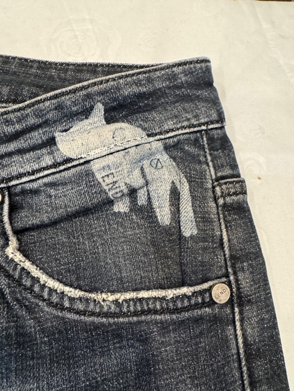 Authentic Fendi Distressed Graphic Bootcut Jeans - Picture 3 of 11